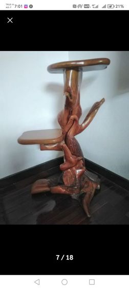 แท่นวางของ​โชว์​รากไม้​สัก​ทอง​สลักนก​ยูงสวยงาม​ รูปที่ 9