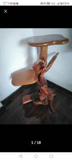 แท่นวางของ​โชว์​รากไม้​สัก​ทอง​สลักนก​ยูงสวยงาม​ รูปที่ 4