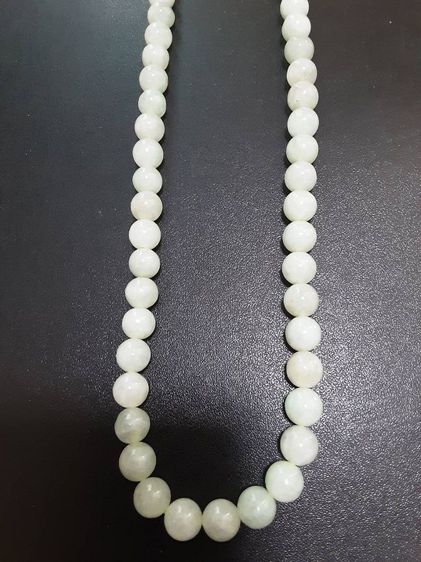 สร้อยคอหยกขาวอมเขียวอ่อนๆ หยกพม่า หยกดี ขนาดเม็ด9มิล ขนาดสวมคอ25นิ้ว รูปที่ 15