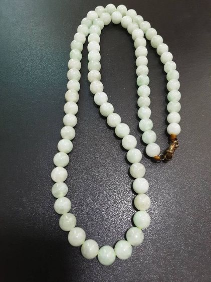 สร้อยคอหยกขาวอมเขียวอ่อนๆ หยกพม่า หยกดี ขนาดเม็ด9มิล ขนาดสวมคอ25นิ้ว รูปที่ 11