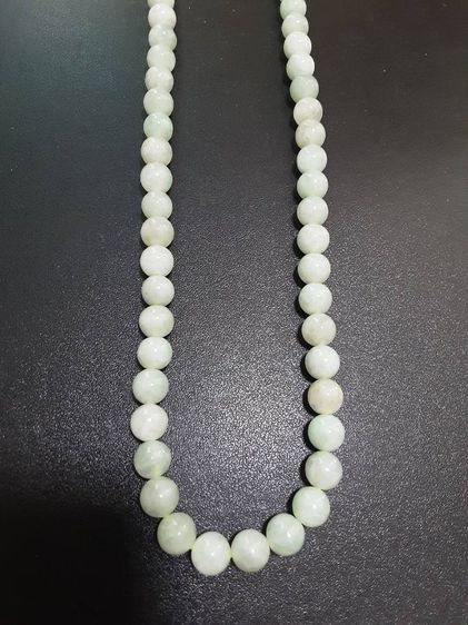 สร้อยคอหยกขาวอมเขียวอ่อนๆ หยกพม่า หยกดี ขนาดเม็ด9มิล ขนาดสวมคอ25นิ้ว รูปที่ 14
