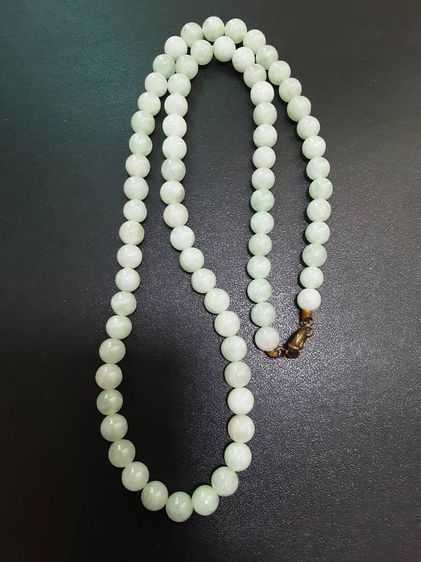 สร้อยคอหยกขาวอมเขียวอ่อนๆ หยกพม่า หยกดี ขนาดเม็ด9มิล ขนาดสวมคอ25นิ้ว รูปที่ 8