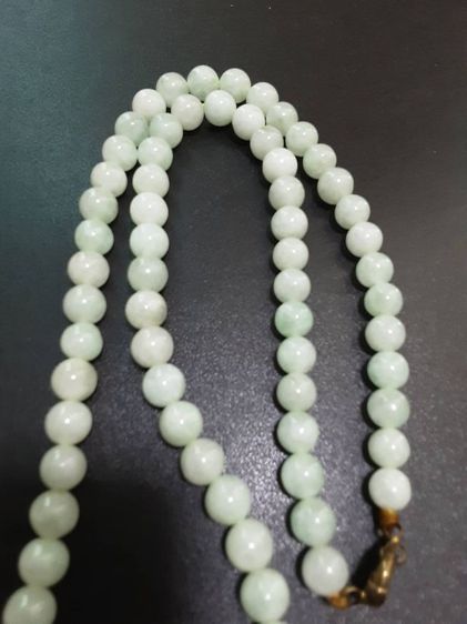 สร้อยคอหยกขาวอมเขียวอ่อนๆ หยกพม่า หยกดี ขนาดเม็ด9มิล ขนาดสวมคอ25นิ้ว รูปที่ 10