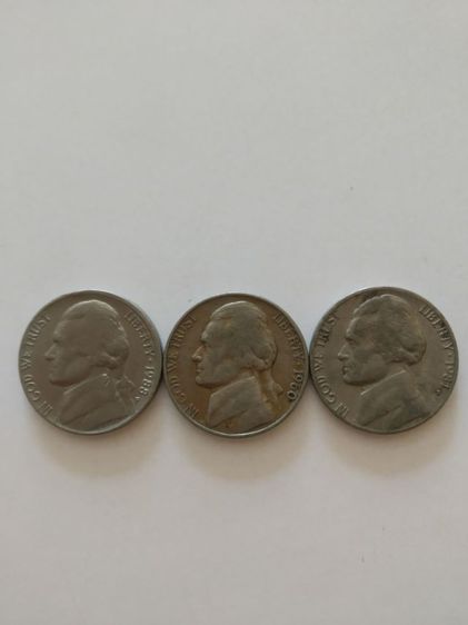 เหรียญเก่าต่างประเทศสหรัฐอเมริกา(เหรียญโทมัสเจฟเฟอร์สันประธานาธิบดีแห่งอเมริกาคนที่สาม(1988)(1960)(1981))เหรียญเก่าที่ระลึกสะสมหรือโชว์ รูปที่ 2