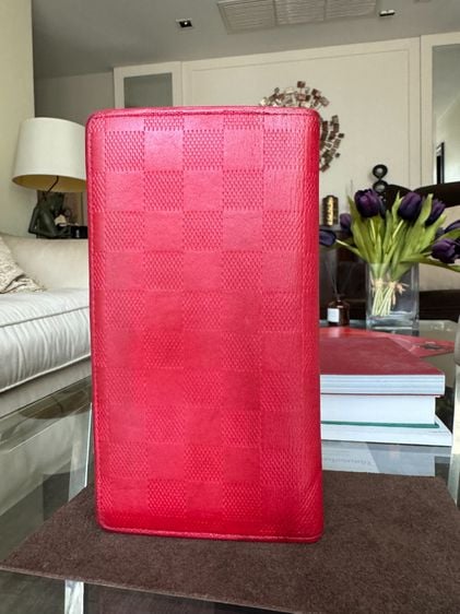 กระเป๋าสตางค์ Louis Vuitton ใบยาว Brazza สีแดง Damier Infini หนังแท้ทั้งใบครับ+++  รูปที่ 2