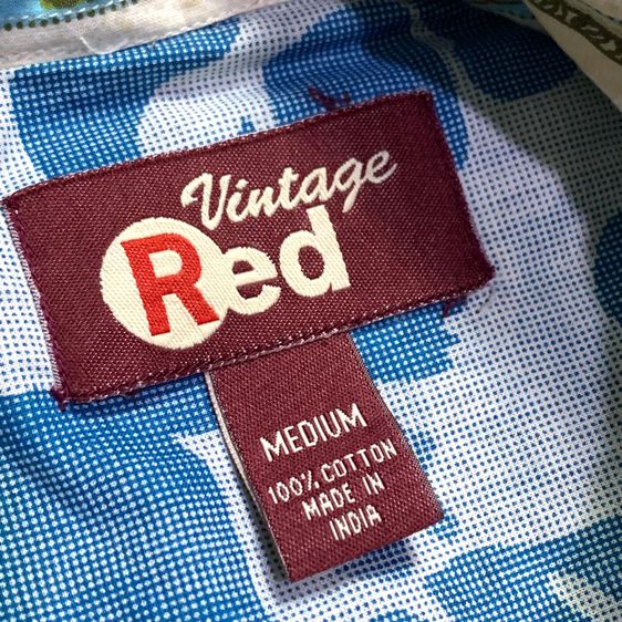 เสื้อเชิ้ตแขนสั้นลายดอกสไตร์วินเทจ แบรนด์ Vintage Red อก 21.5" ยาว 31" รูปที่ 5