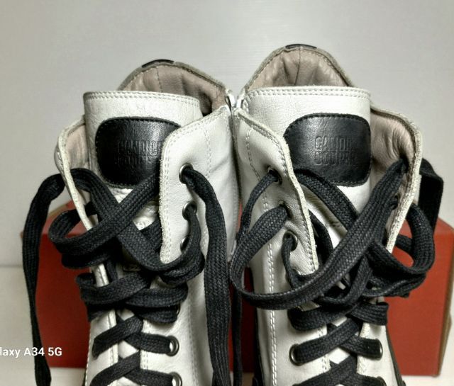 CANDICE COOPER Boots 39EU(25.5cm) Original Made in Italy ของแท้ มือ 2 สภาพเยี่ยม, รองเท้า CANDICE COOPER หนังแท้สีขาวมุกสวยมากไม่มีตำหนิใดๆ รูปที่ 7