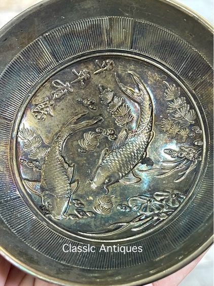 ถ้วยน้ำชา ลายปลาหลีฮื้อ ทองเหลือง รูปที่ 2