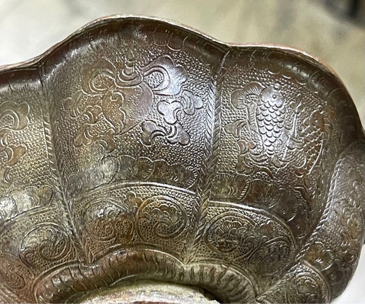 ถ้วยน้ำชา ลายของมงคลแปดอย่าง ทองเหลือง รูปที่ 7