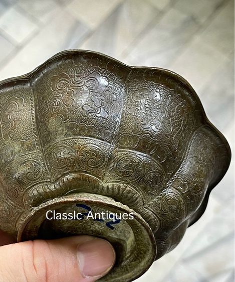 ถ้วยน้ำชา ลายของมงคลแปดอย่าง ทองเหลือง รูปที่ 2