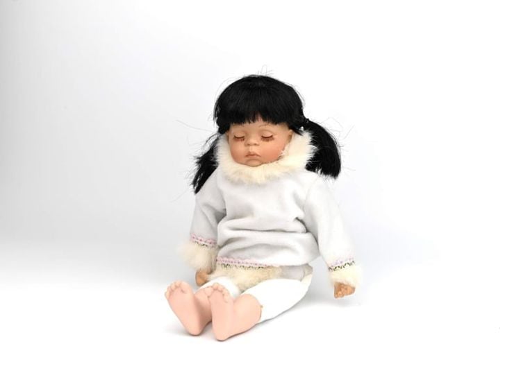 Eskimo Doll Indian Arts And Crafts 16”  Suede,Fur