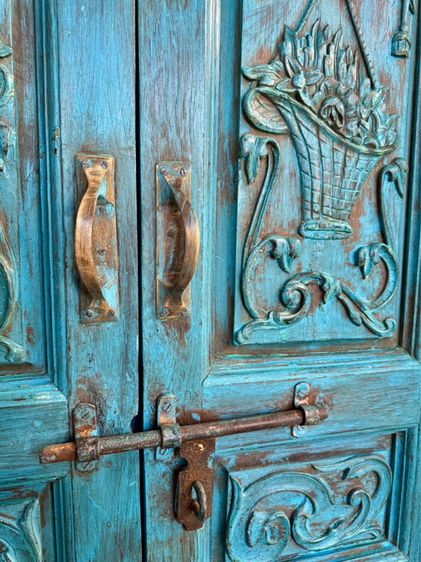 ประตูไม้วินเทจสีฟ้าสวย รูปที่ 5
