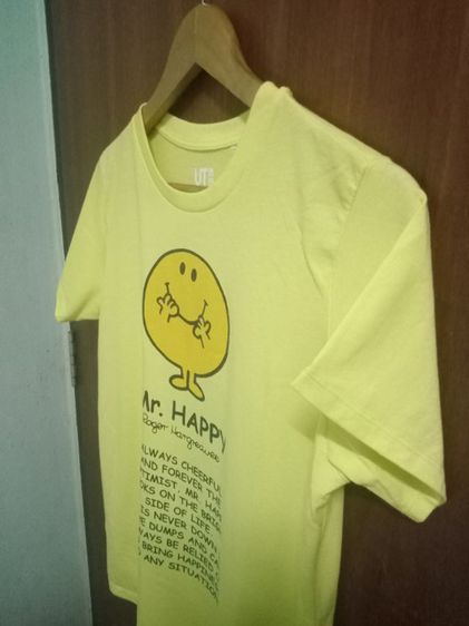 Uniqlo Mr Happy T Shirt : Size XL อก 38 ยาว 26 แขนเสื้อ 6 นิ้ว สีเหลือง เก็บ ไม่เคยใส่  รูปที่ 4