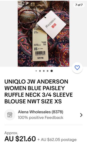 Uniqlo x JW Anderson Women Blouse Size L Made in China 
ผ้า เรย่อน  รูปที่ 3