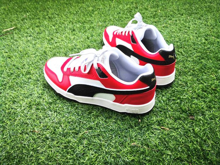 รองเท้า PUMA BASICS สีขาว-แดง สภาพใหม่ยกกล่อง 8us 26cm รูปที่ 3