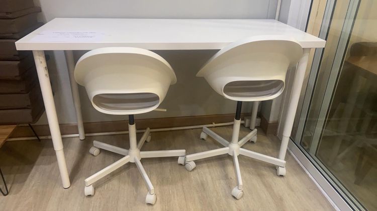 ไม้ โต๊ะทำงาน ขาว,เขียว ขนาด 140x60 cm + ขาปรับระดับความสูงได้