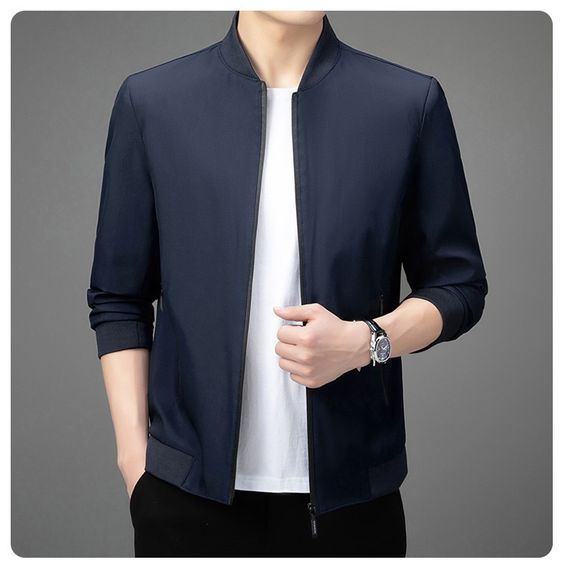 เสื้อแจ็คเก็ตลำลอง2ชั้นสีกรมท่า รูปที่ 4