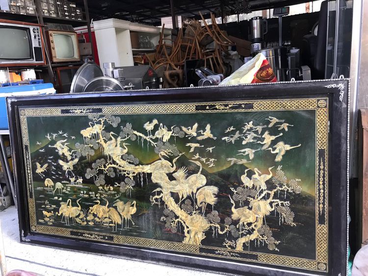 ภาพจริตกรรมจีนฝังมุกงานเก่าโบราณ ขนาดใหญ่ 244 × 123 ซม. รูปที่ 4