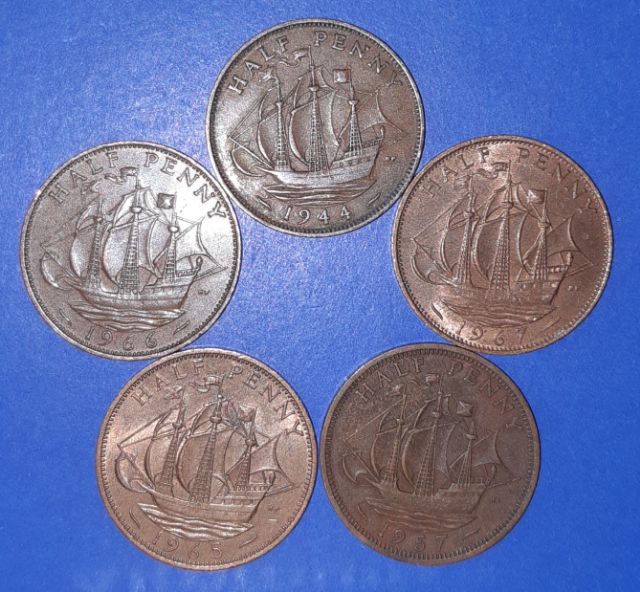 เหรียญอังกฤษ HALF PENNY ค.ศ.ไม่ซ้ำกัน รูปที่ 2