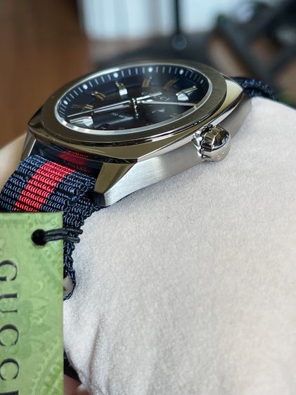 GUCCI GG2570 Black Dial 40 mm Navy and Red Nylon Watch YA142305 รูปที่ 7