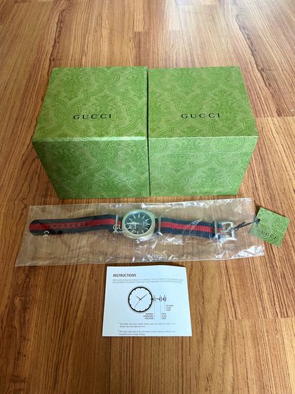 GUCCI GG2570 Black Dial 40 mm Navy and Red Nylon Watch YA142305 รูปที่ 2