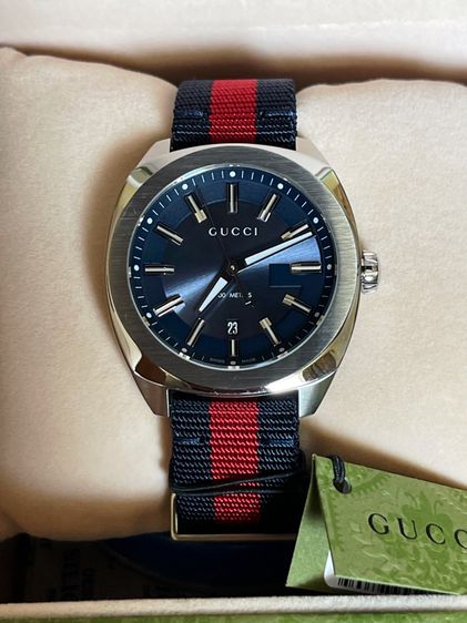 GUCCI GG2570 Black Dial 40 mm Navy and Red Nylon Watch YA142305 รูปที่ 4
