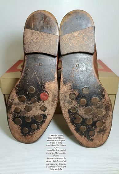 CAMPER Boots 43EU(28.0cm) Original Made in India ของแท้ มือ 2 สภาพยังสวยมาก, รองเท้า CAMPER หนังแท้สวย มีร่องรอยการใช้งาน แต่ไม่มีขีดข่วนใดๆ รูปที่ 9