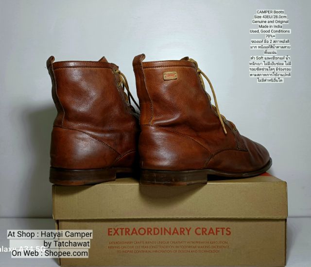 CAMPER Boots 43EU(28.0cm) Original Made in India ของแท้ มือ 2 สภาพยังสวยมาก, รองเท้า CAMPER หนังแท้สวย มีร่องรอยการใช้งาน แต่ไม่มีขีดข่วนใดๆ รูปที่ 12