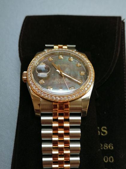 นาฬิกา Rolex Datejust Black Pearl หน้ามุกดำ Original เพชรใน ขอบเพชรนอกสวิส สายจูบิลี่ตัน สองกษัตริย์ แมนไซร์ ใหม่เอี่ยม ใบ กล่อง ครบ fullset รูปที่ 6