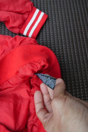 Men's Red Jacket Baseball Jacket - Medium Red Polyester รูปที่ 7