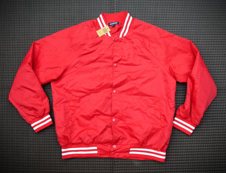 Men's Red Jacket Baseball Jacket - Medium Red Polyester รูปที่ 6