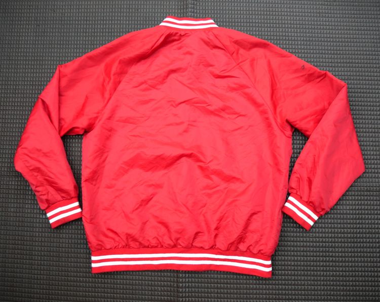 Men's Red Jacket Baseball Jacket - Medium Red Polyester รูปที่ 2