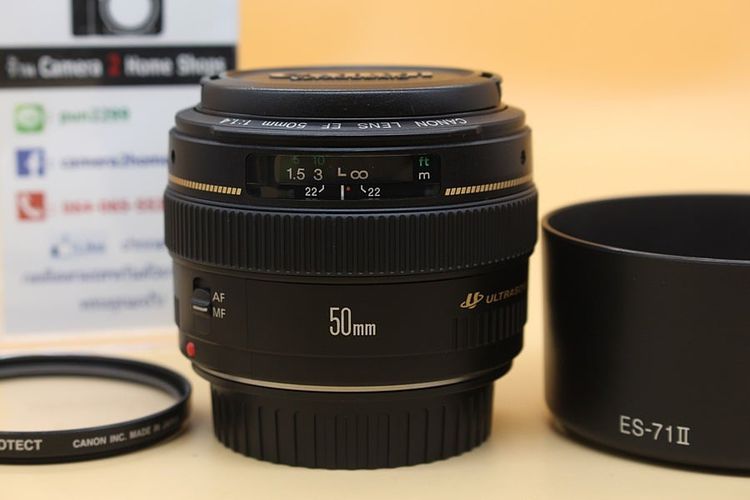 ขาย Lens Canon EF 50mm F1.4 USM อดีตร้าน สภาพสวย ไร้ฝ้า รา พร้อม Filter และ Hood   รูปที่ 1