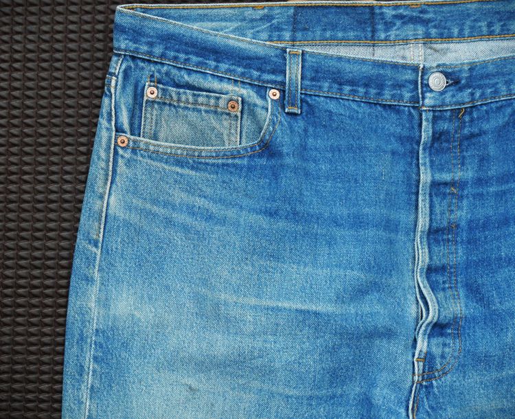vtg.90s levi's strauss co 501 made in usa. small e blue jeans denim  รูปที่ 7