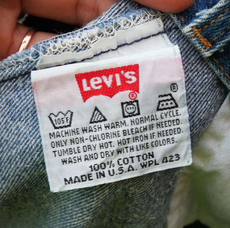 vtg.90s levi's strauss co 501 made in usa. small e blue jeans denim  รูปที่ 3