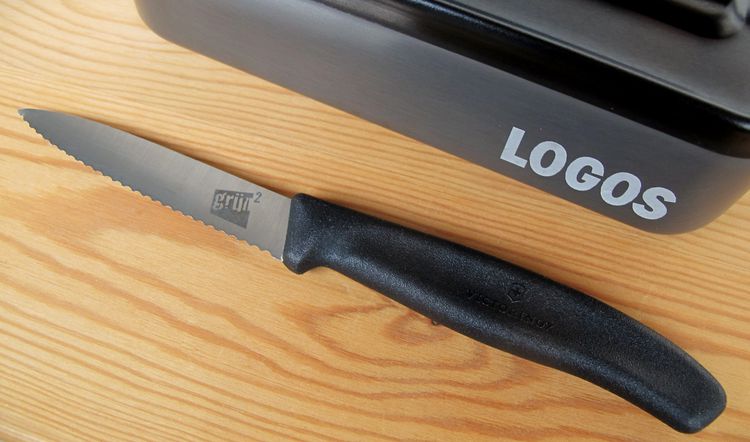 LOGOS กระทะแคมป์ปิ้งสีดำ พร้อม Victorinox Paring Knife มีดปอก มีดหั่น รูปที่ 6
