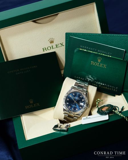 Rolex Datejust 126234 White Gold Blue Diamond Dial Fluted Bezel 2022 36mm. รูปที่ 10