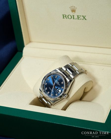 Rolex Datejust 126234 White Gold Blue Diamond Dial Fluted Bezel 2022 36mm. รูปที่ 9