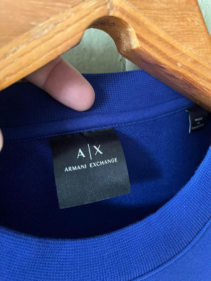 Armani Exchange French terry cotton drip logo T-Shirt ของแท้ ของใหม่ ไซส์ M ทรง Oversize สีน้ำเงิน ขนาดอก 48  รูปที่ 5
