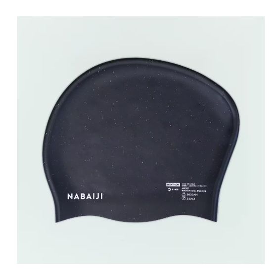 Silicone swim cap - One size - Long hair - Black หมวกว่ายน้ำซิลิโคนสำหรับผมยาวรุ่น 500 (สีดำ) รูปที่ 2