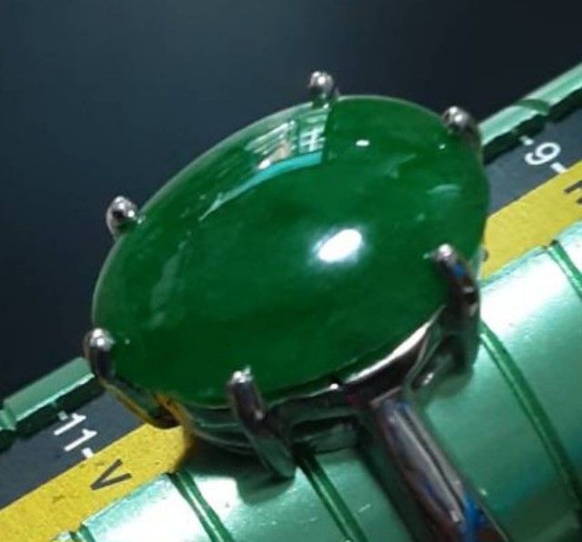 หยกพม่าแท้ เจได A JADE ธรรมชาติ มีใบเซอร์ หยก 6.263 กะรัต ทำตัวเรือนเงินแข็งแรงแล้ว รูปที่ 15