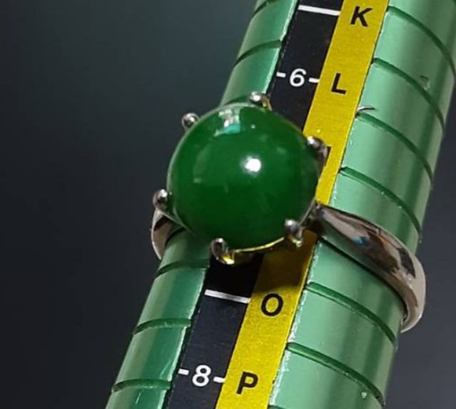 หยกพม่า เจได A JADE เขียวสวย ทรงกลม ทำตัวเรือนเงินแล้ว รูปที่ 17