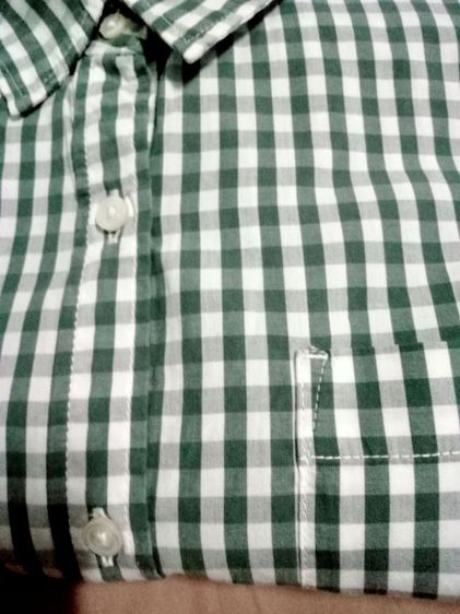 Muji long sleeve shirt size XL ป้ายระบุ ลายตารางเขียวสลับขาว อก 40 ยาว 26 แขนยาว 23 ไหล่กว้าง 5 นิ้ว สภาพดีมาก  รูปที่ 10
