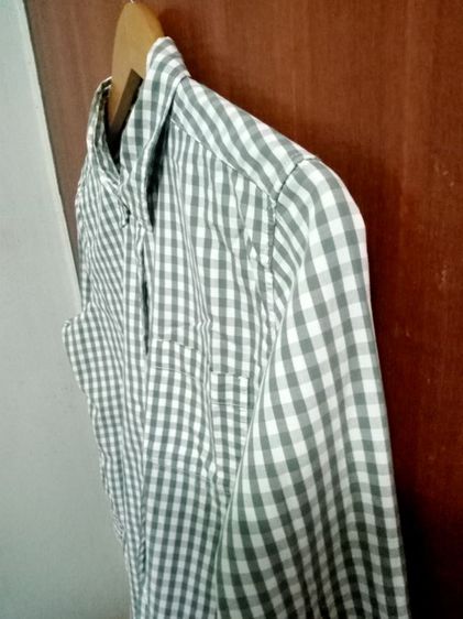 Muji long sleeve shirt size XL ป้ายระบุ ลายตารางเขียวสลับขาว อก 40 ยาว 26 แขนยาว 23 ไหล่กว้าง 5 นิ้ว สภาพดีมาก  รูปที่ 5