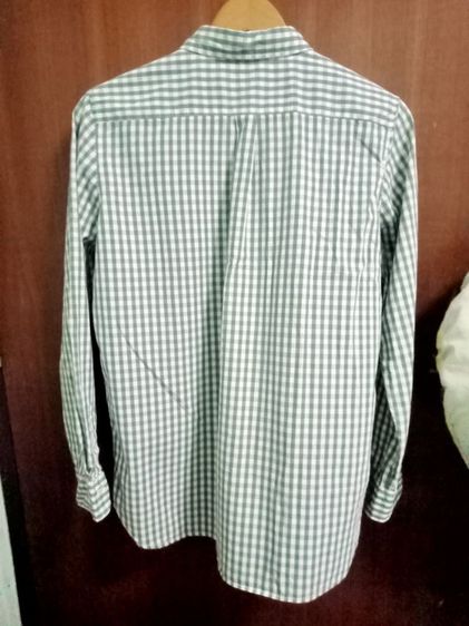 Muji long sleeve shirt size XL ป้ายระบุ ลายตารางเขียวสลับขาว อก 40 ยาว 26 แขนยาว 23 ไหล่กว้าง 5 นิ้ว สภาพดีมาก  รูปที่ 7