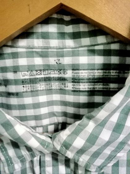 Muji long sleeve shirt size XL ป้ายระบุ ลายตารางเขียวสลับขาว อก 40 ยาว 26 แขนยาว 23 ไหล่กว้าง 5 นิ้ว สภาพดีมาก  รูปที่ 3