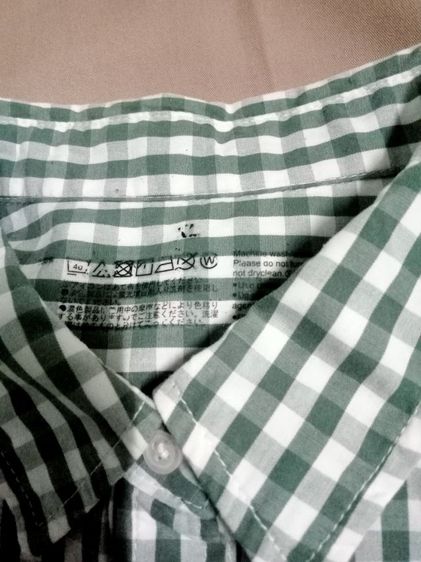 Muji long sleeve shirt size XL ป้ายระบุ ลายตารางเขียวสลับขาว อก 40 ยาว 26 แขนยาว 23 ไหล่กว้าง 5 นิ้ว สภาพดีมาก  รูปที่ 13