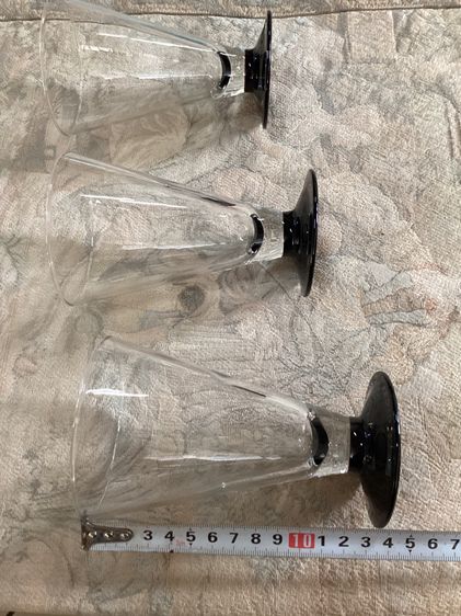 Set of 3 Vintage Made In France Black Footed Pilsner Beer Glasses รูปที่ 4