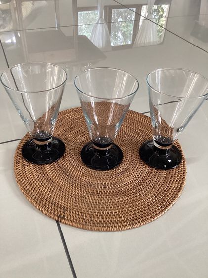 Set of 3 Vintage Made In France Black Footed Pilsner Beer Glasses รูปที่ 2