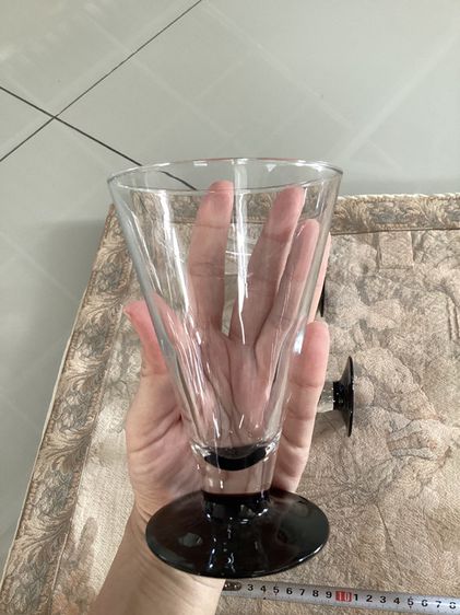 Set of 3 Vintage Made In France Black Footed Pilsner Beer Glasses รูปที่ 5